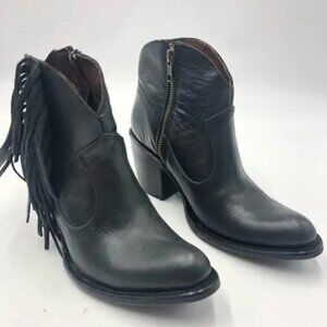Circle G Womens Fringe Zipper Ankle Western Boots Black Size US 7.5 M